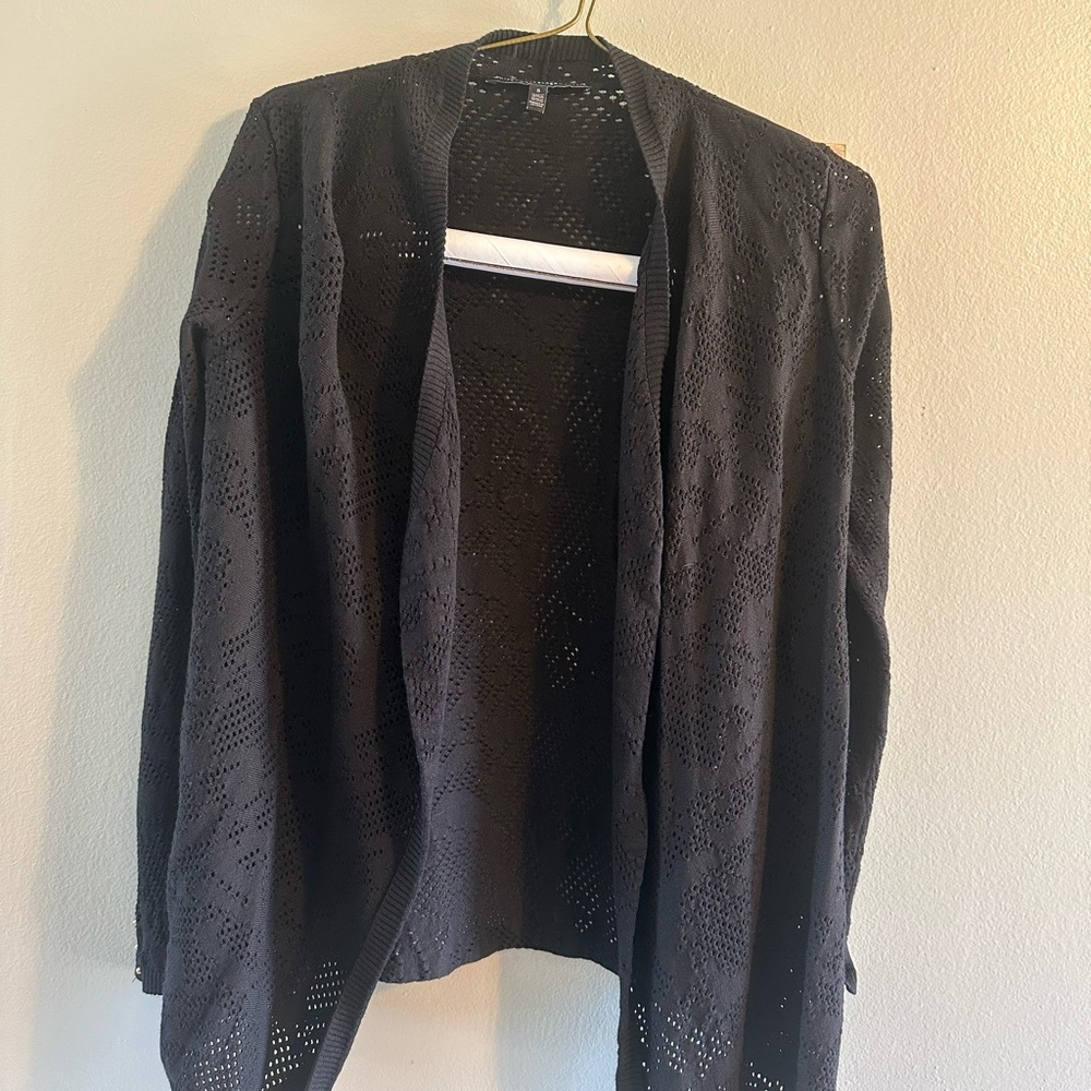 White House Black Market Black Open-Front Cardigan